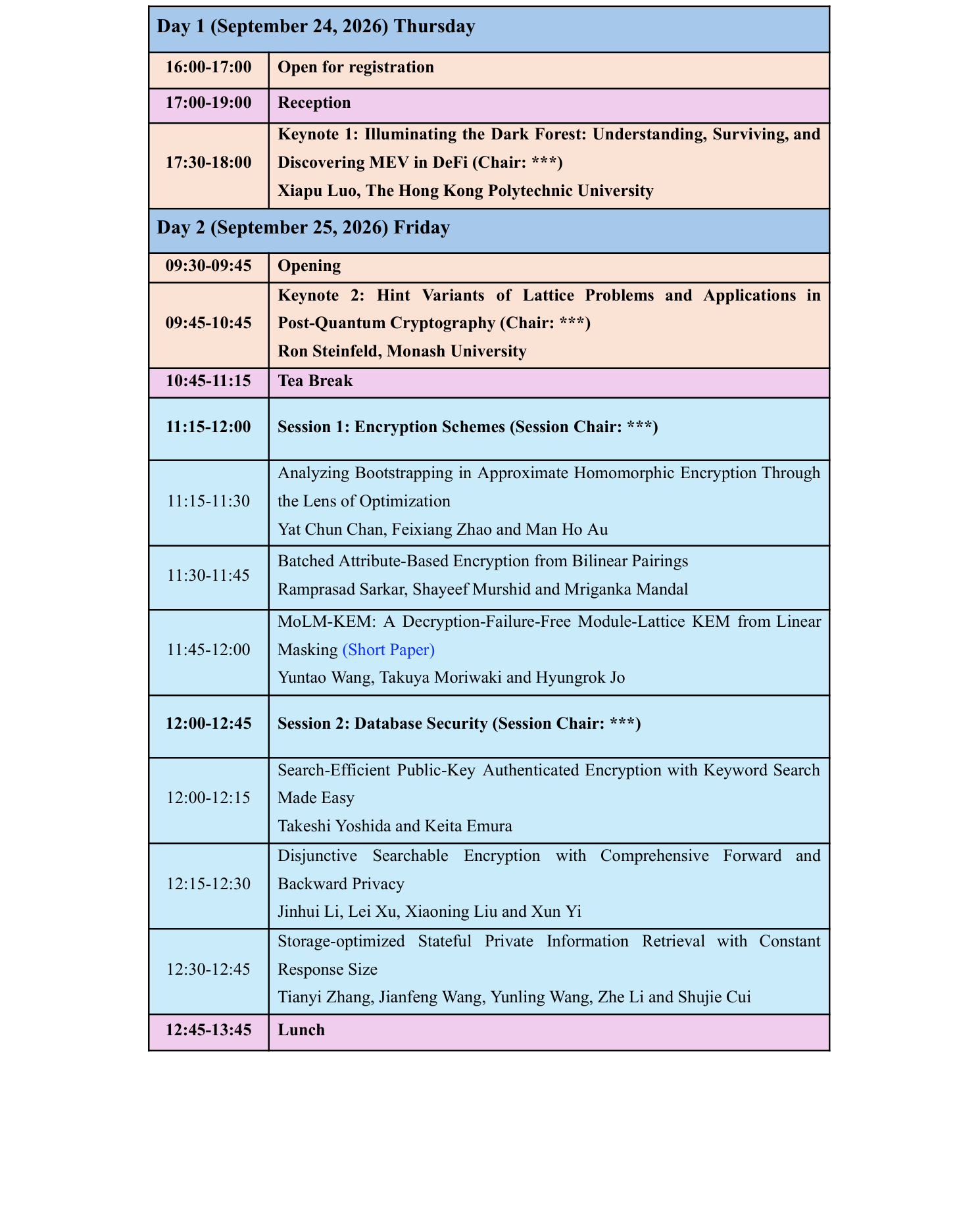 ProvSec 2026 conference program, page 1